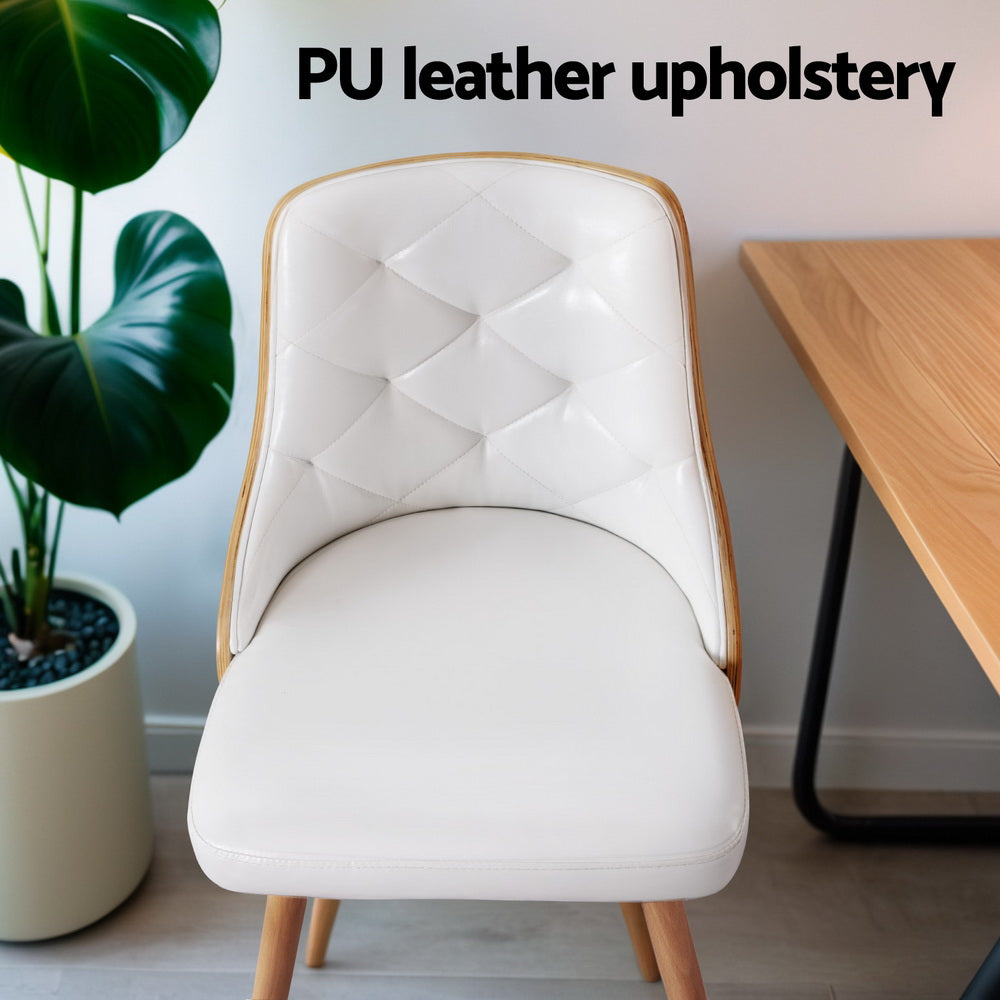 1 Set of 4 Artiss Dining Chairs White PU-4