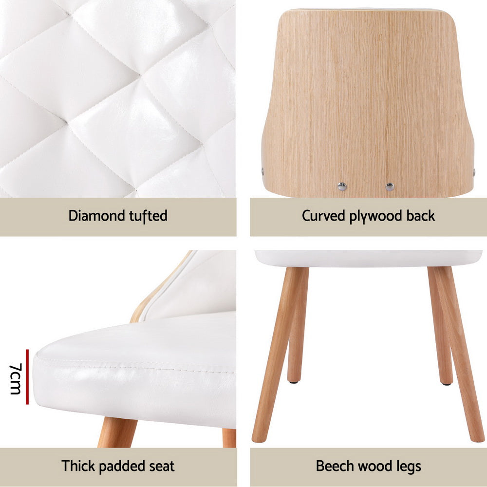 1 Set of 4 Artiss Dining Chairs White PU-5