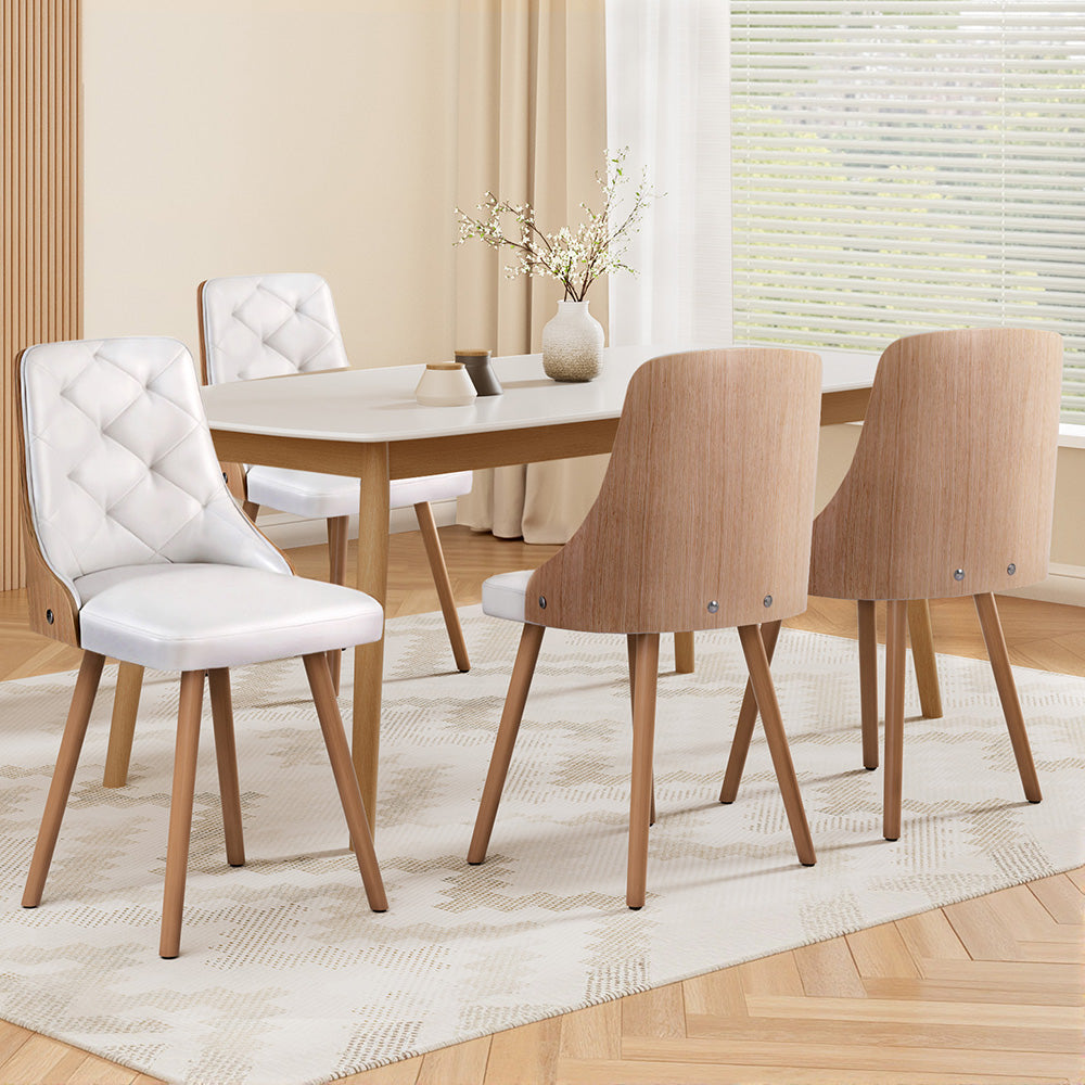 1 Set of 4 Artiss Dining Chairs White PU-6