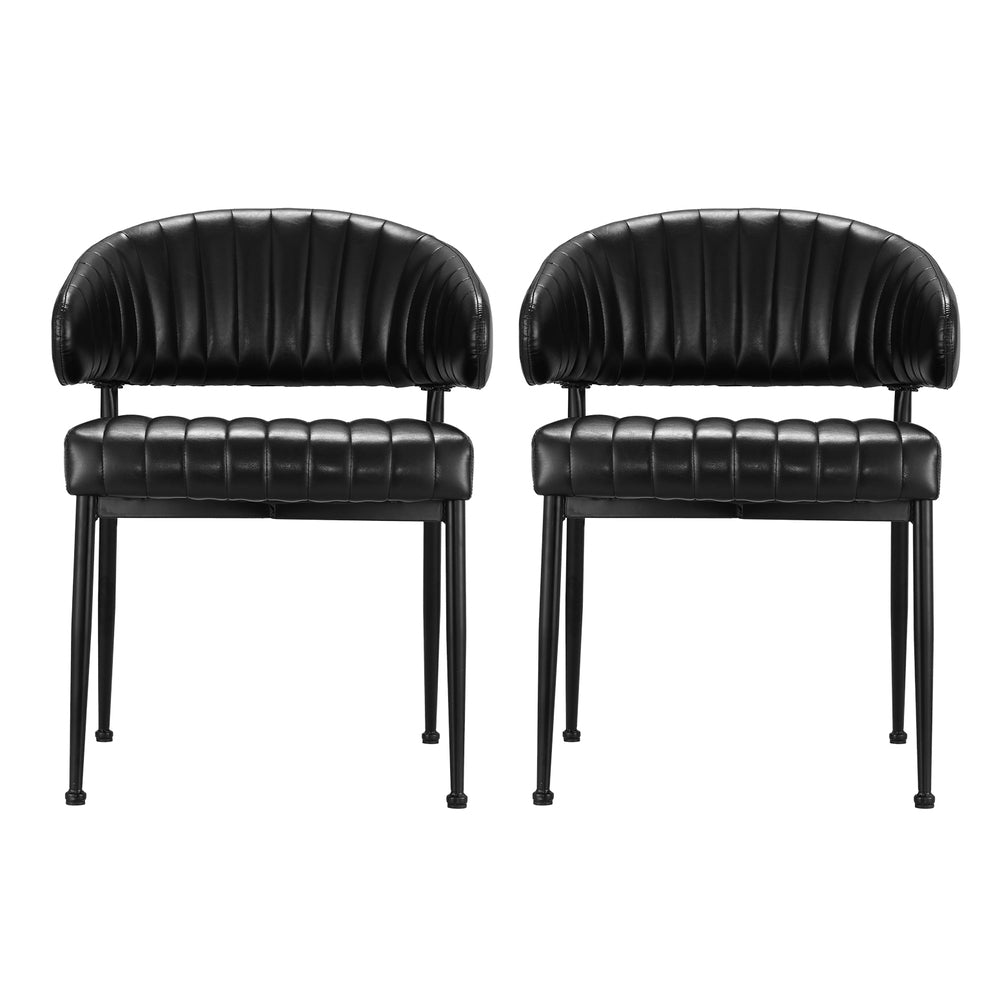 Artiss Dining Chairs Set of 2 Leather Hollow Armchair Black-2