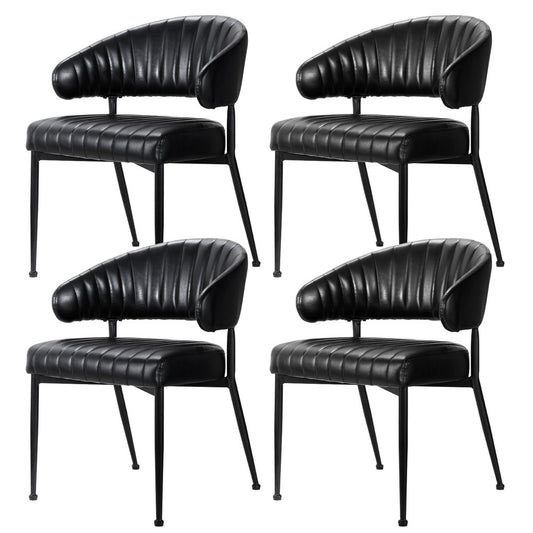 Artiss Dining Chairs Set of 4 Leather Hollow Armchair Black-0