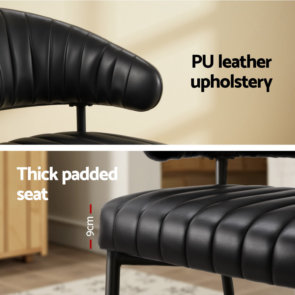 Artiss Dining Chairs Set of 4 Leather Hollow Armchair Black-4