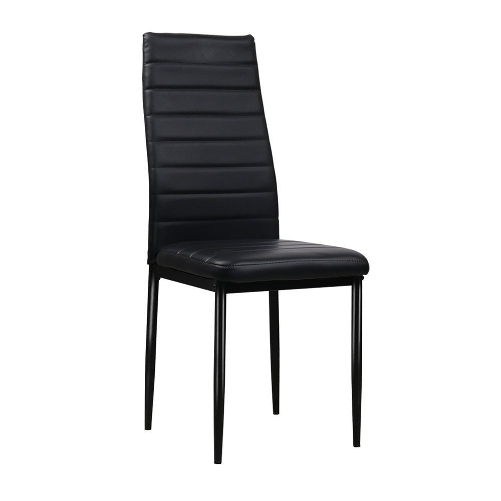 Artiss Dining Chairs Set of 4 Leather Channel Tufted Black-0