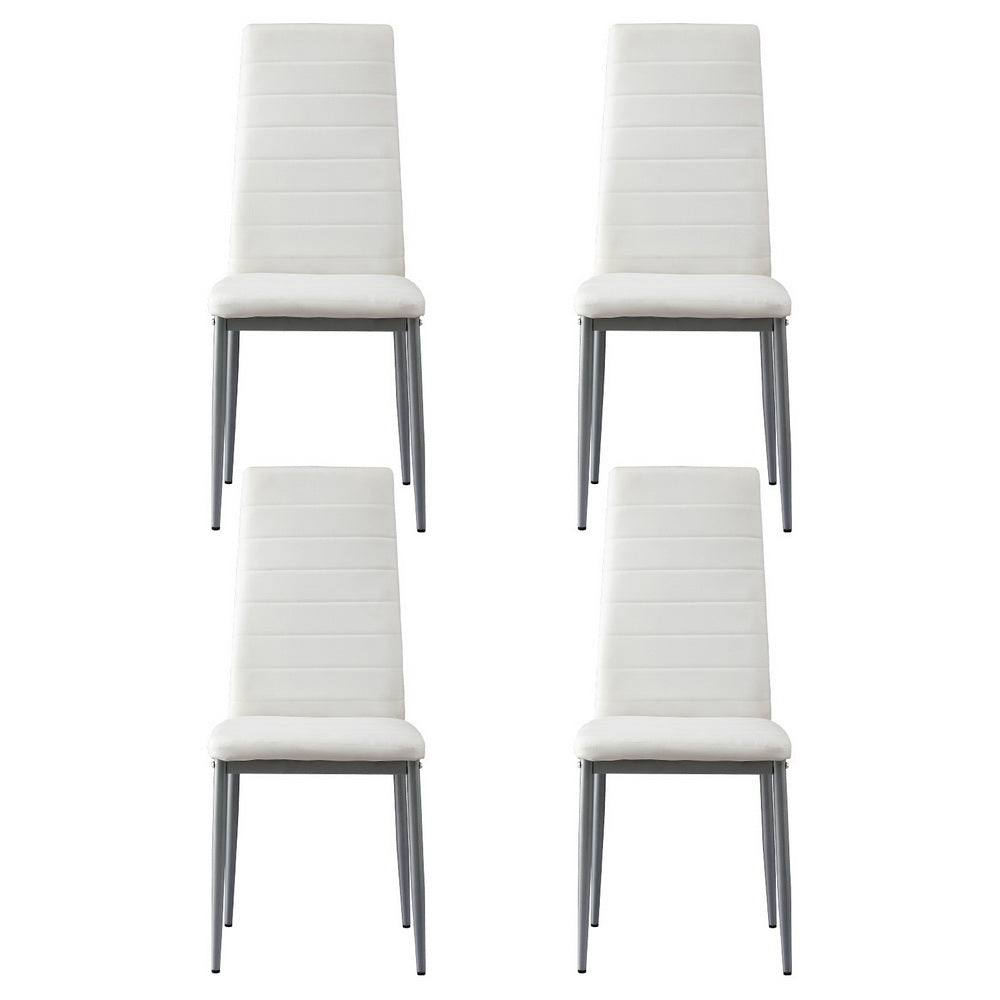 Artiss Dining Chairs Set of 4 Leather Channel Tufted White-2