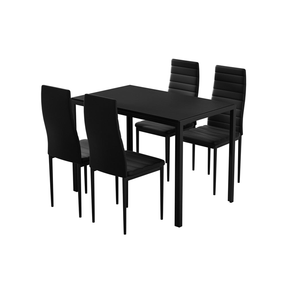 Artiss Dining Chairs and Table Dining Set 4 Chair Set Of 5 Black-0