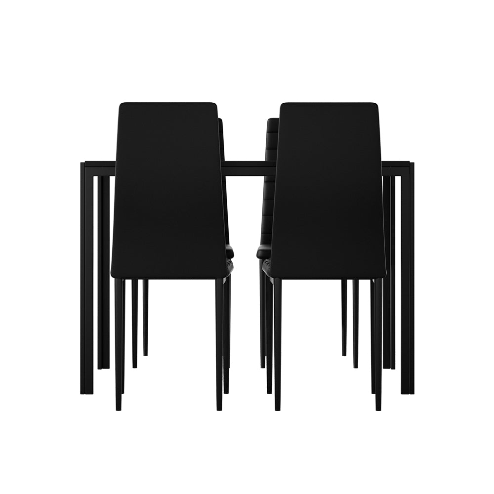 Artiss Dining Chairs and Table Dining Set 4 Chair Set Of 5 Black-2