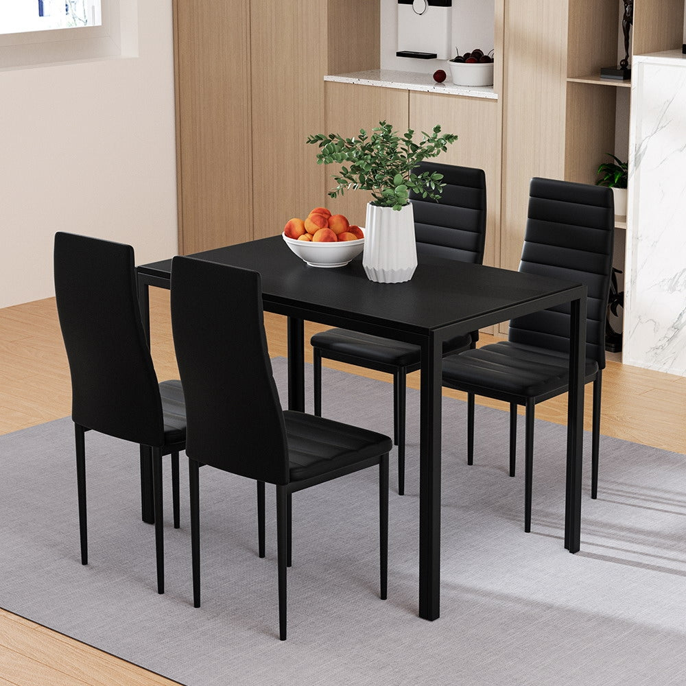 Artiss Dining Chairs and Table Dining Set 4 Chair Set Of 5 Black-6