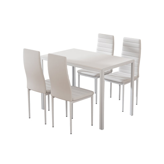 Artiss Dining Chairs and Table Dining Set 4 Chair Set Of 5 White-0