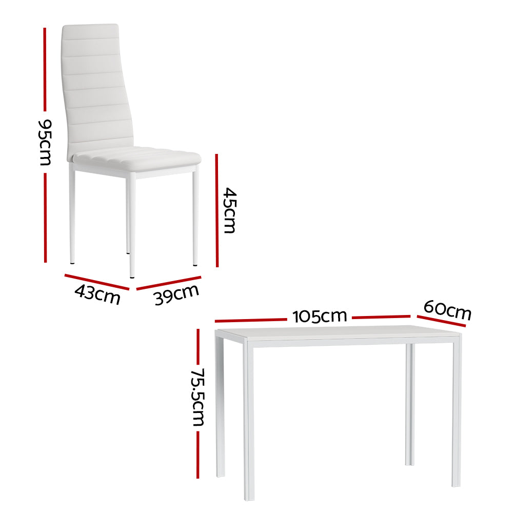 Artiss Dining Chairs and Table Dining Set 4 Chair Set Of 5 White-1