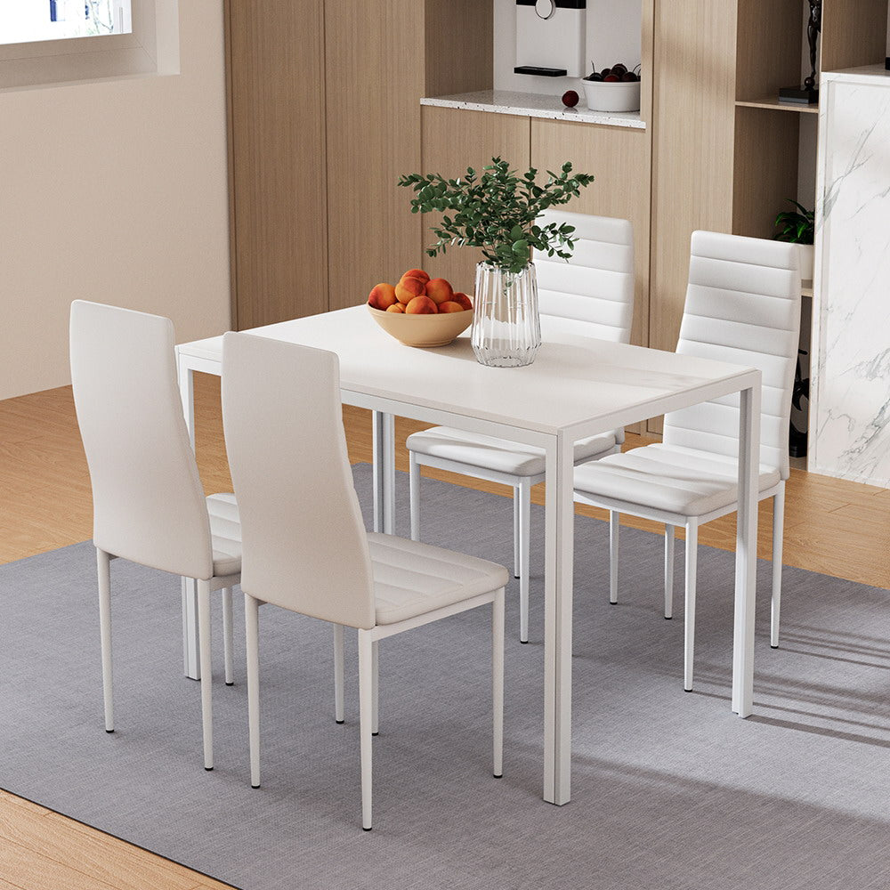 Artiss Dining Chairs and Table Dining Set 4 Chair Set Of 5 White-6