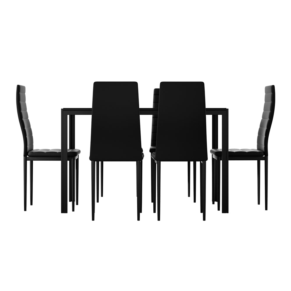 Artiss Dining Chairs and Table Dining Set 6 Chair Set Of 7 Black-2