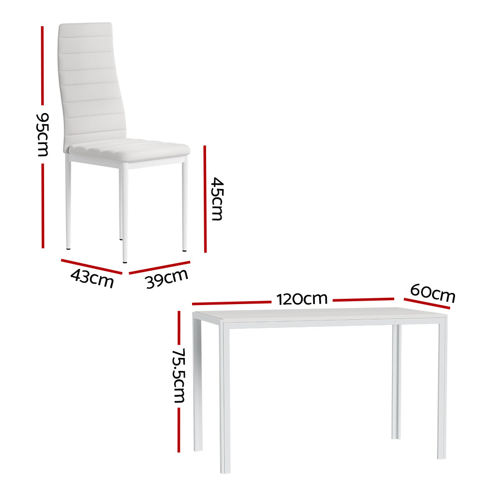 Artiss Dining Chairs and Table Dining Set 6 Chair Set Of 7 White-1