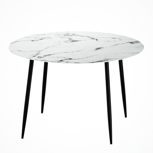 Artiss Dining Table Round Marble Effect 110CM-0