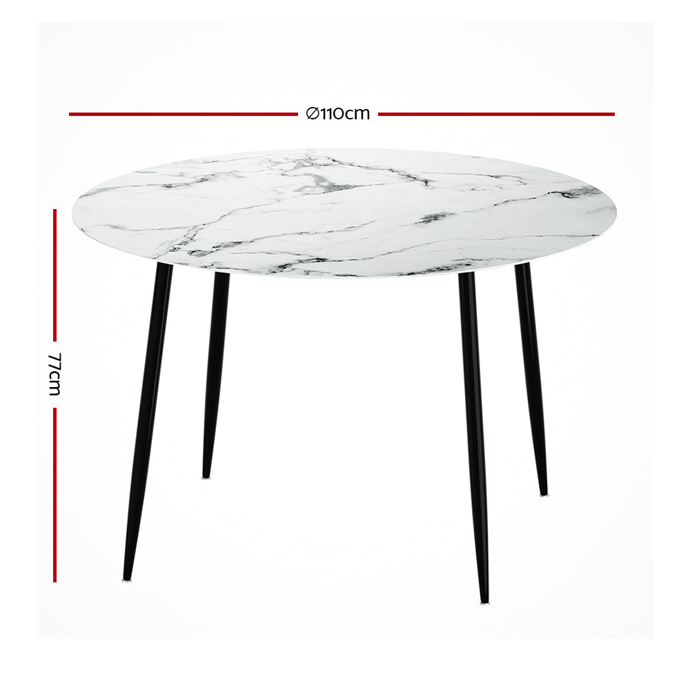 Artiss Dining Table Round Marble Effect 110CM-1