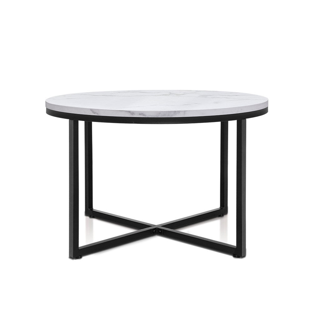 Artiss Coffee Table Round 70CM Marbel Effect-0