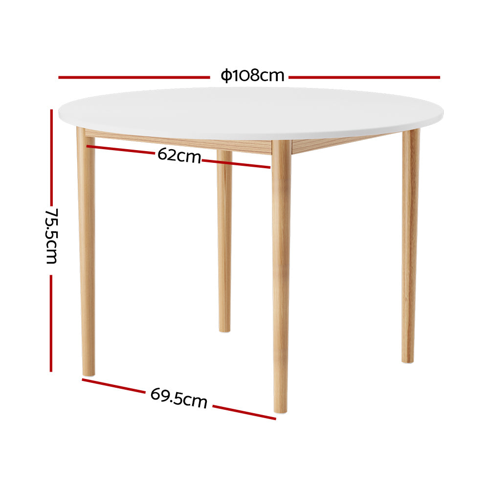 Artiss Dining Table Round White 108CM Diameter Demi-1