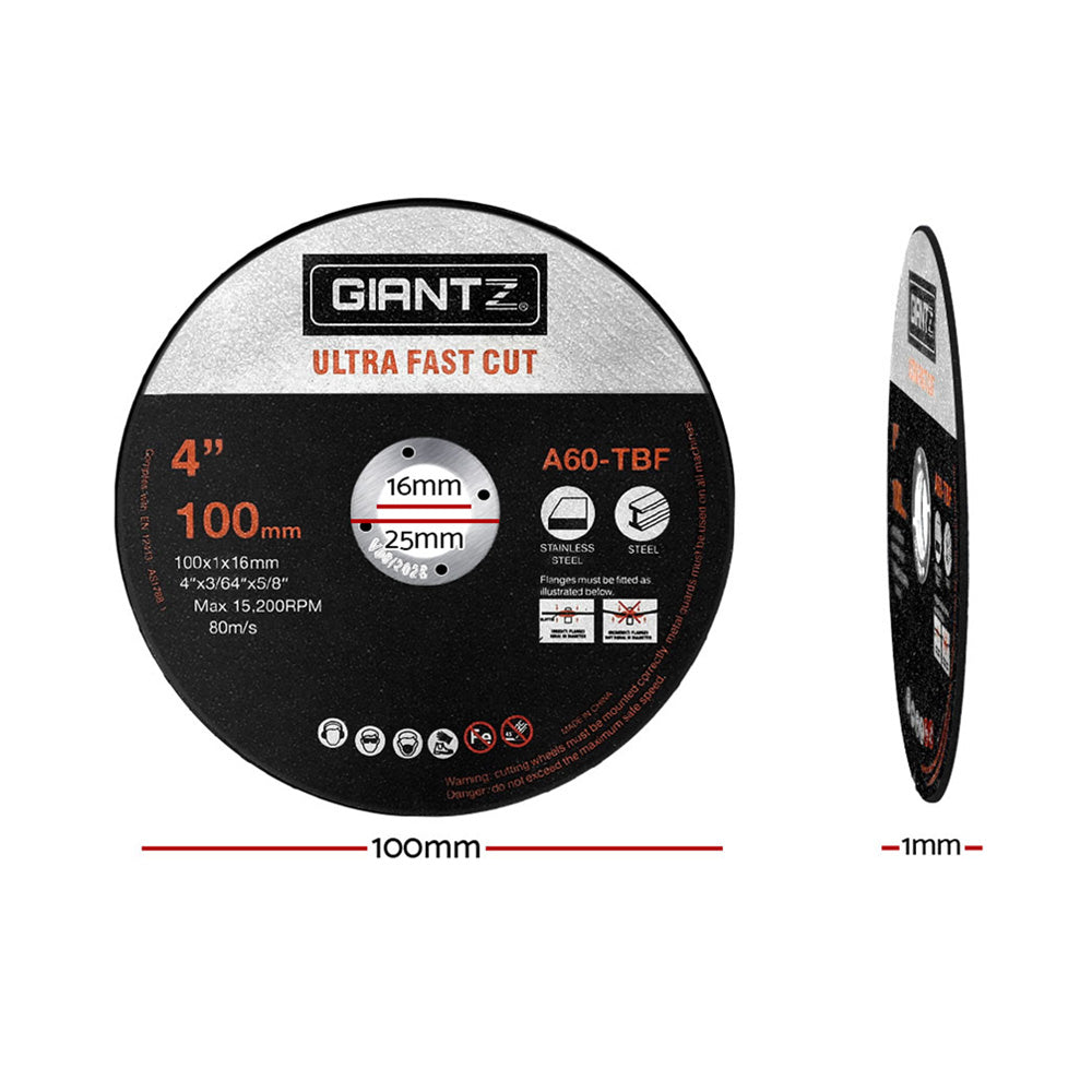Giantz 100-Piece Cutting Discs 4" 100mm,Giantz 100pcs 4" Cutting Discs 100mm Angle Grinder Thin Cut Off Wheel for Metal-1