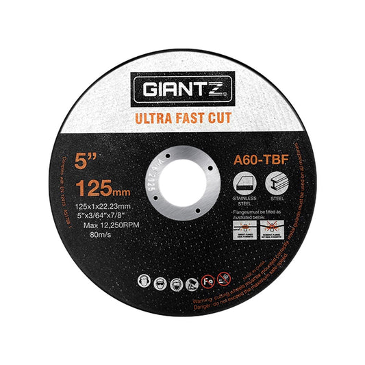 Giantz 100-Piece Cutting Discs 5" 125mm,Giantz 100pcs 5" Cutting Discs 125mm Angle Grinder Thin Cut Off Wheel for Metal-0