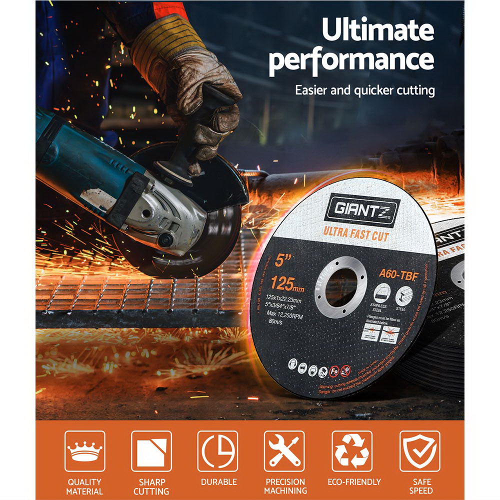Giantz 200-Piece Cutting Discs 5" 125mm,Giantz 200pcs 5" Cutting Discs 125mm Angle Grinder Thin Cut Off Wheel for Metal-4