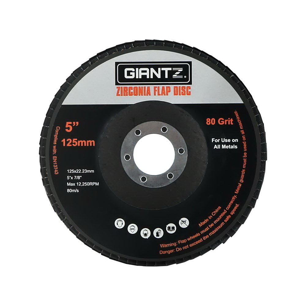 Giantz 100 PCS Zirconia Sanding Flap Disc 5" 125mm 80Grit Angle Grinding Wheel-2