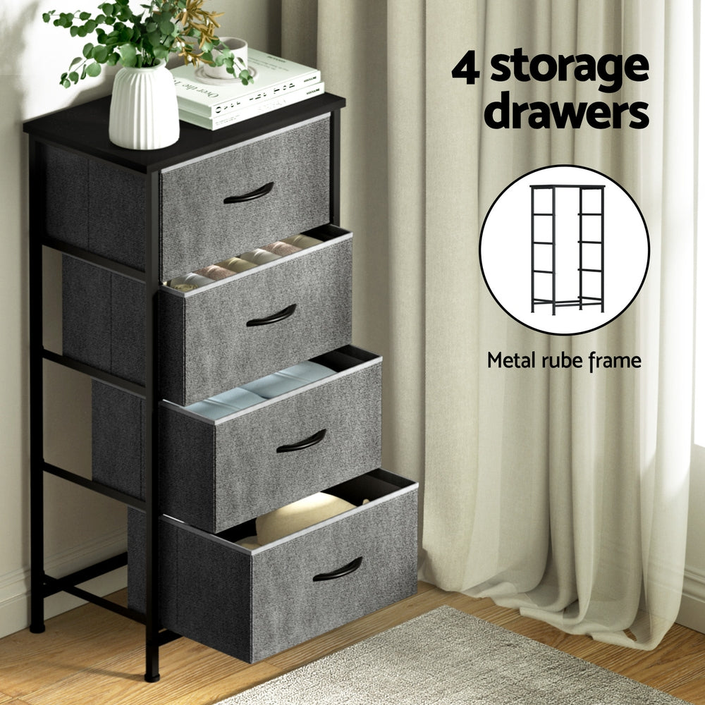 Artiss Chest of 4 Drawers Storage Dresser Tallboy Grey-5