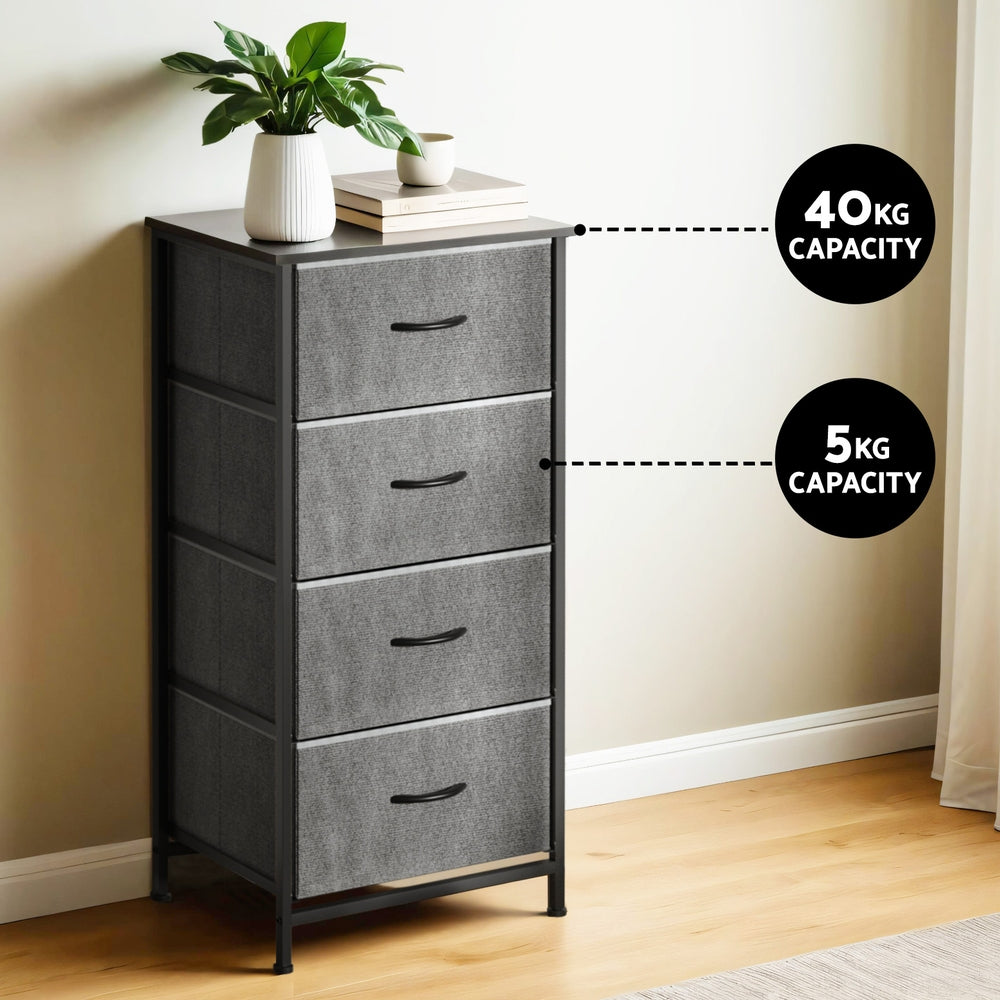 Artiss Chest of 4 Drawers Storage Dresser Tallboy Grey-7