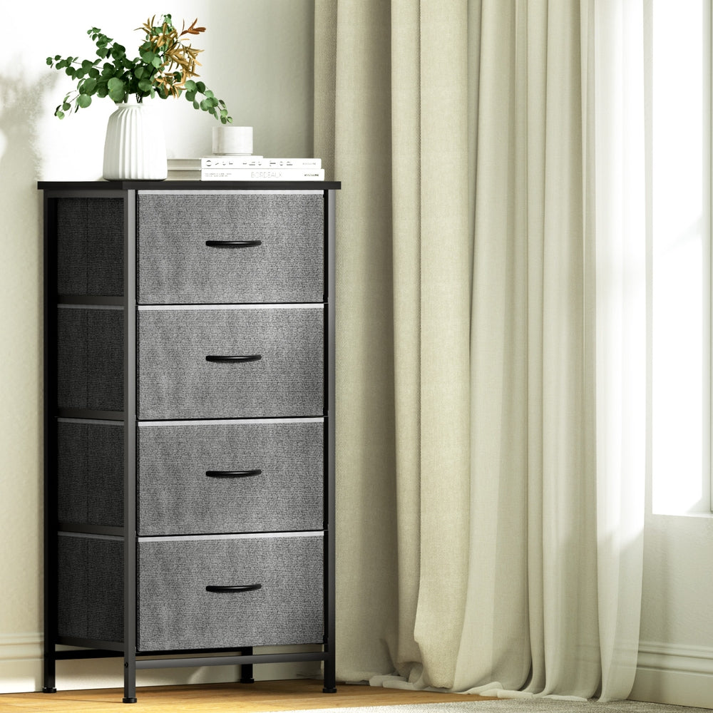 Artiss Chest of 4 Drawers Storage Dresser Tallboy Grey-0