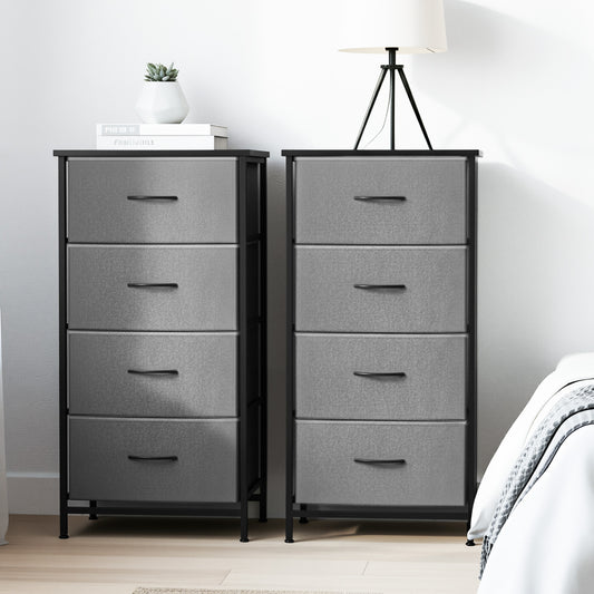 Artiss Set of 2 Chest of 4 Drawers Storage Dresser Tallboy Grey-0