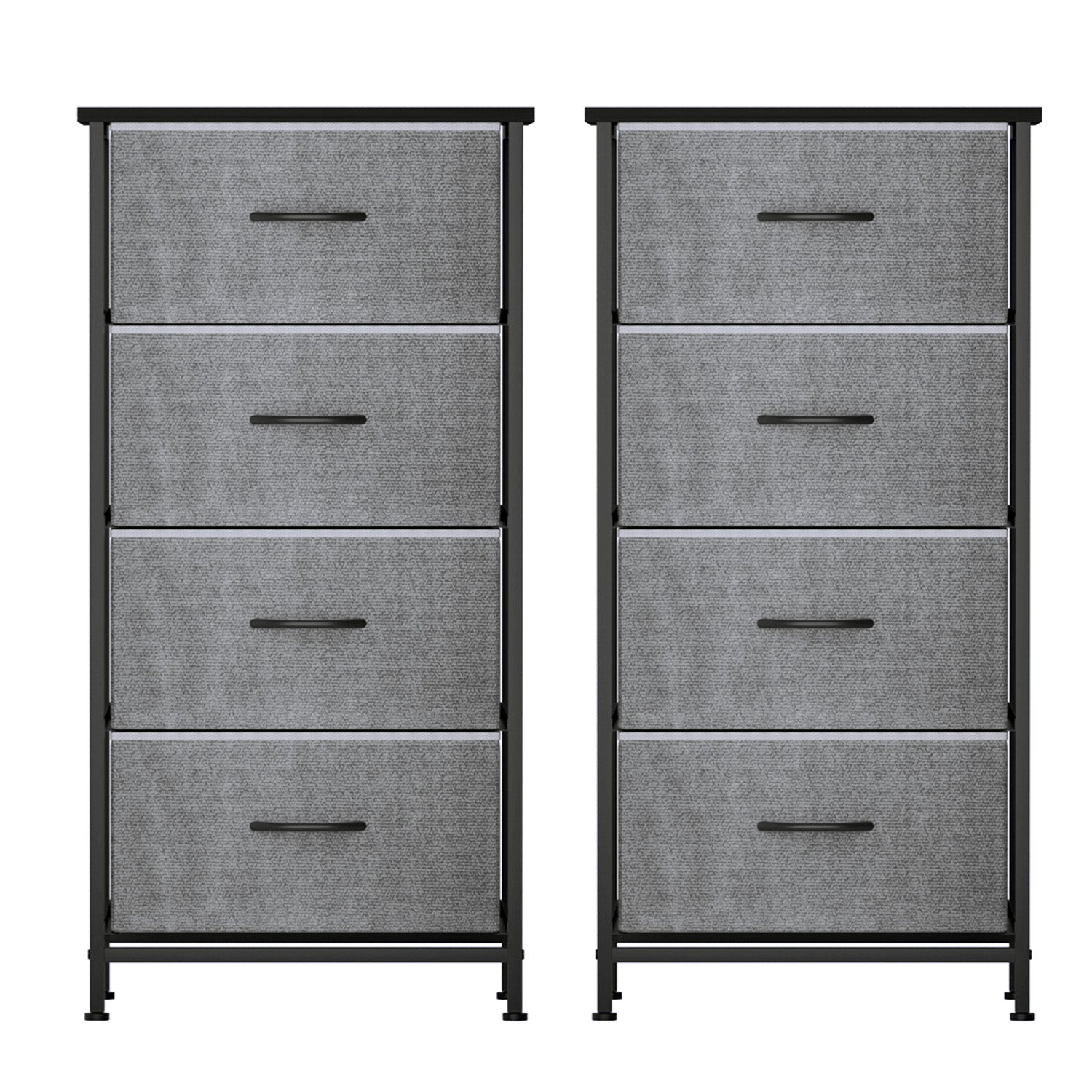 Artiss Set of 2 Chest of 4 Drawers Storage Dresser Tallboy Grey-2