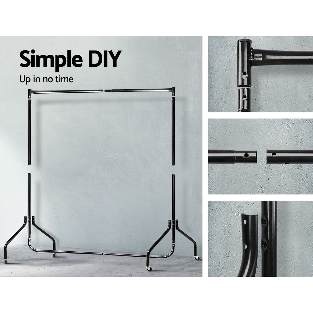 Artiss 2X Clothes Rack Airer Coat Stand 6FT Rail Wheels-5