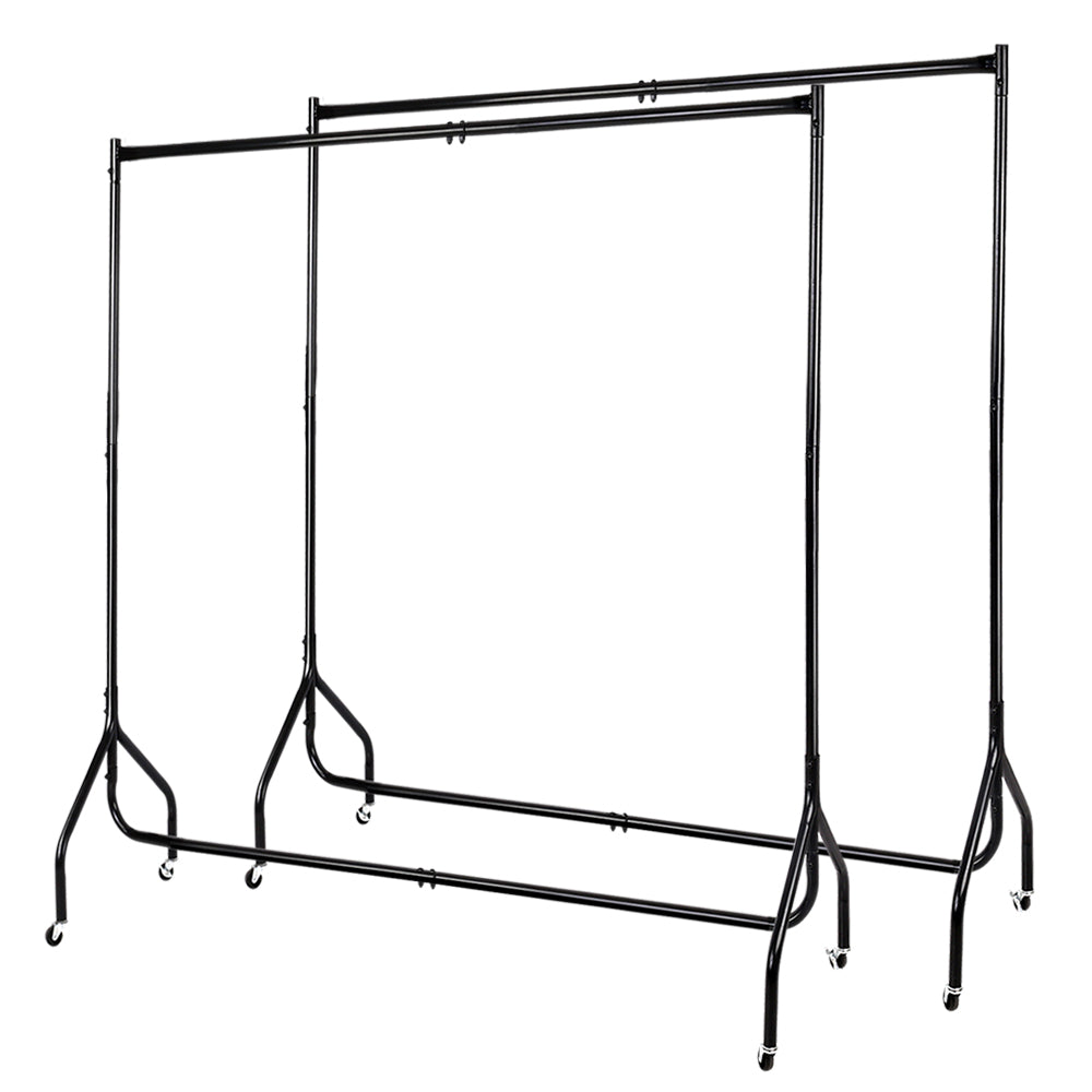 Artiss 2X Clothes Rack Airer Coat Stand 6FT Rail Wheels-6