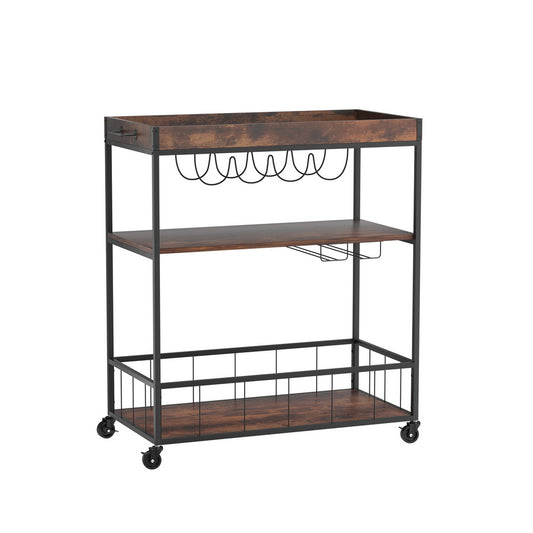 Artiss Kitchen Island Rolling Serving Cart-0