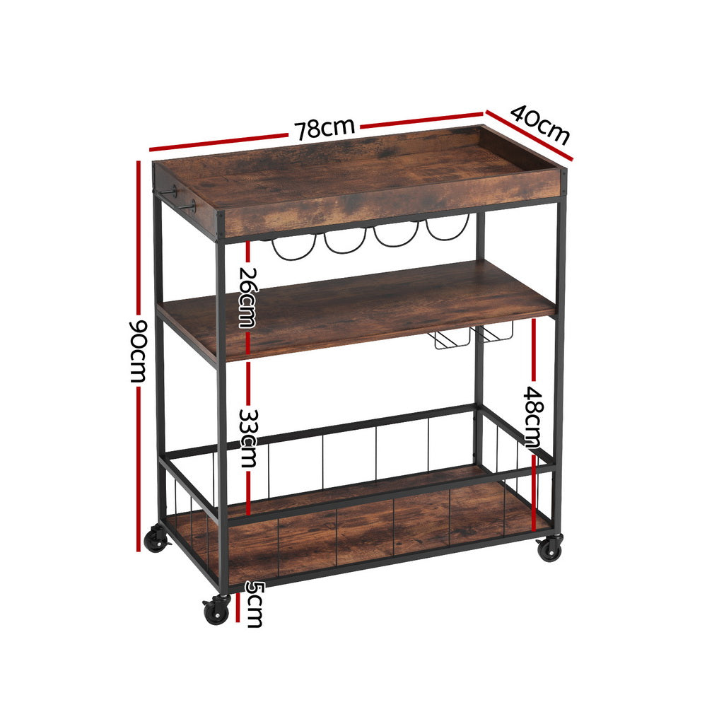 Artiss Kitchen Island Rolling Serving Cart-1