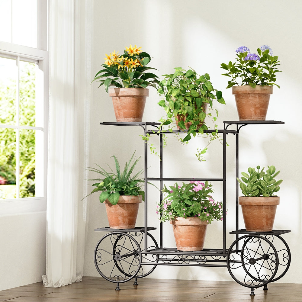 Artiss Plant Stand 6 Tier Iron 4 Wheeler-5