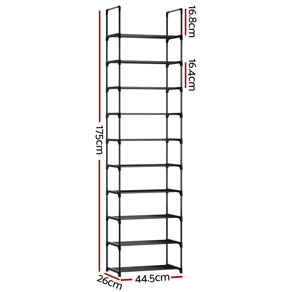 Artiss Shoe Rack DIY Stackable 10-tier Black Dunn-1