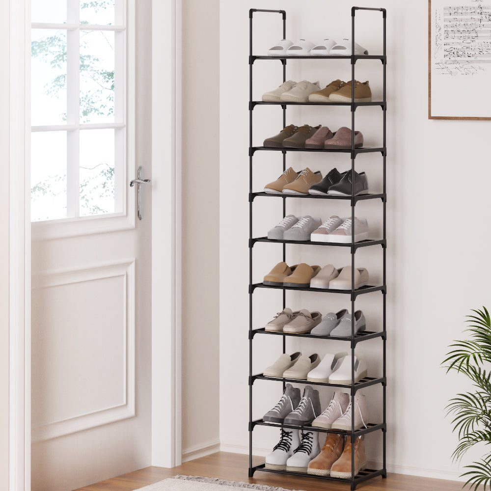 Artiss Shoe Rack DIY Stackable 10-tier Black Dunn-6