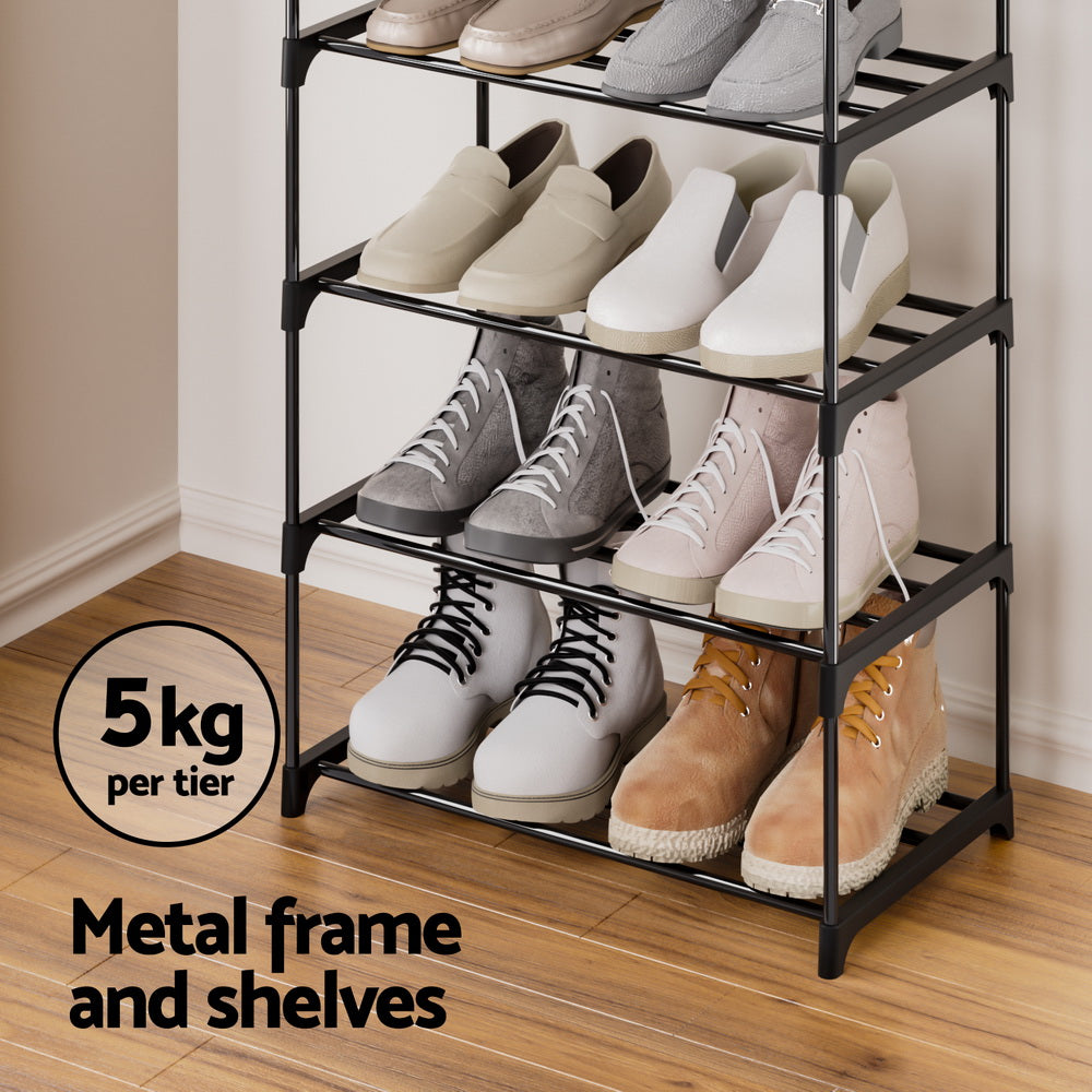 Artiss Shoe Rack DIY Stackable 10-tier Black Dunn-4