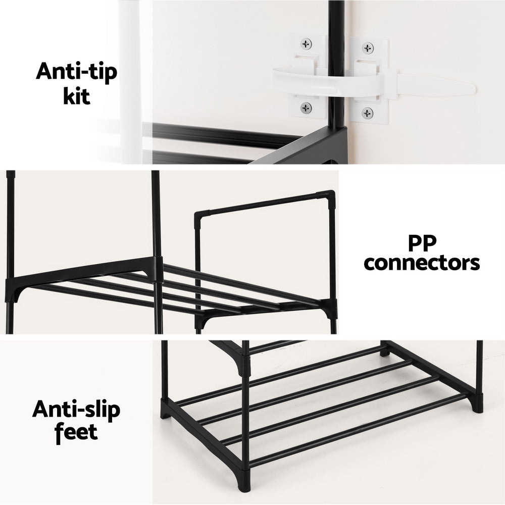 Artiss Shoe Rack DIY Stackable 10-tier Black Dunn-5