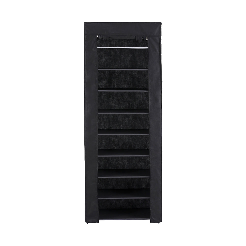 Artiss Shoe Rack Cabinet Removable Cover 10 tier Black-2