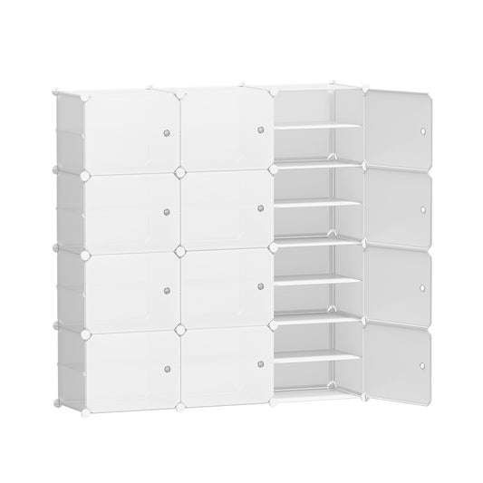 Artiss Shoe Rack DIY 12 Storage Cube Stackable White-0