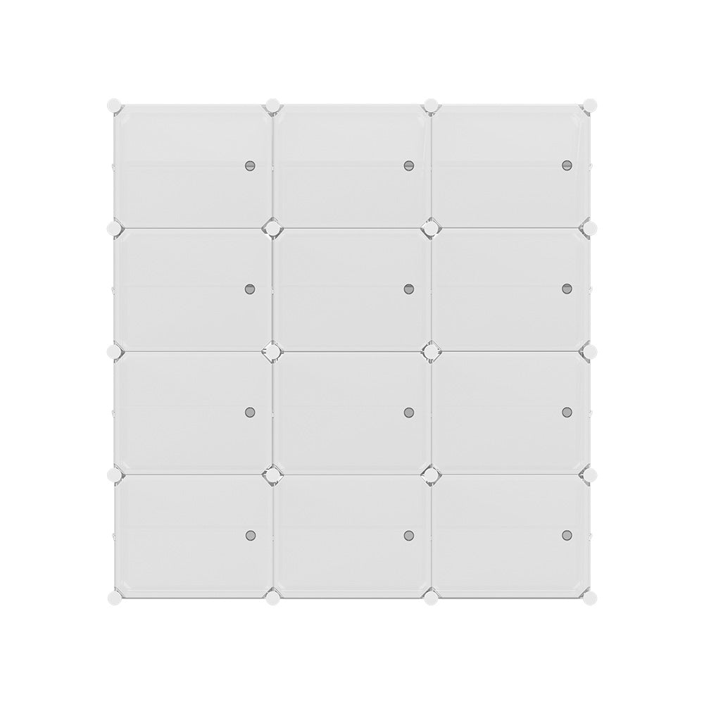 Artiss Shoe Rack DIY 12 Storage Cube Stackable White-4