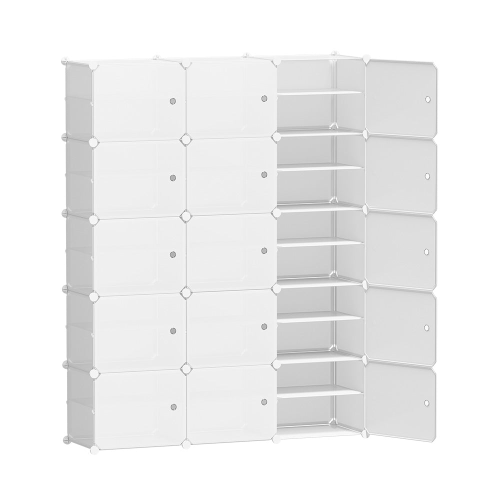 Artiss Shoe Rack Storage Cabinet DIY 15 Storage Cube Stackable White-0