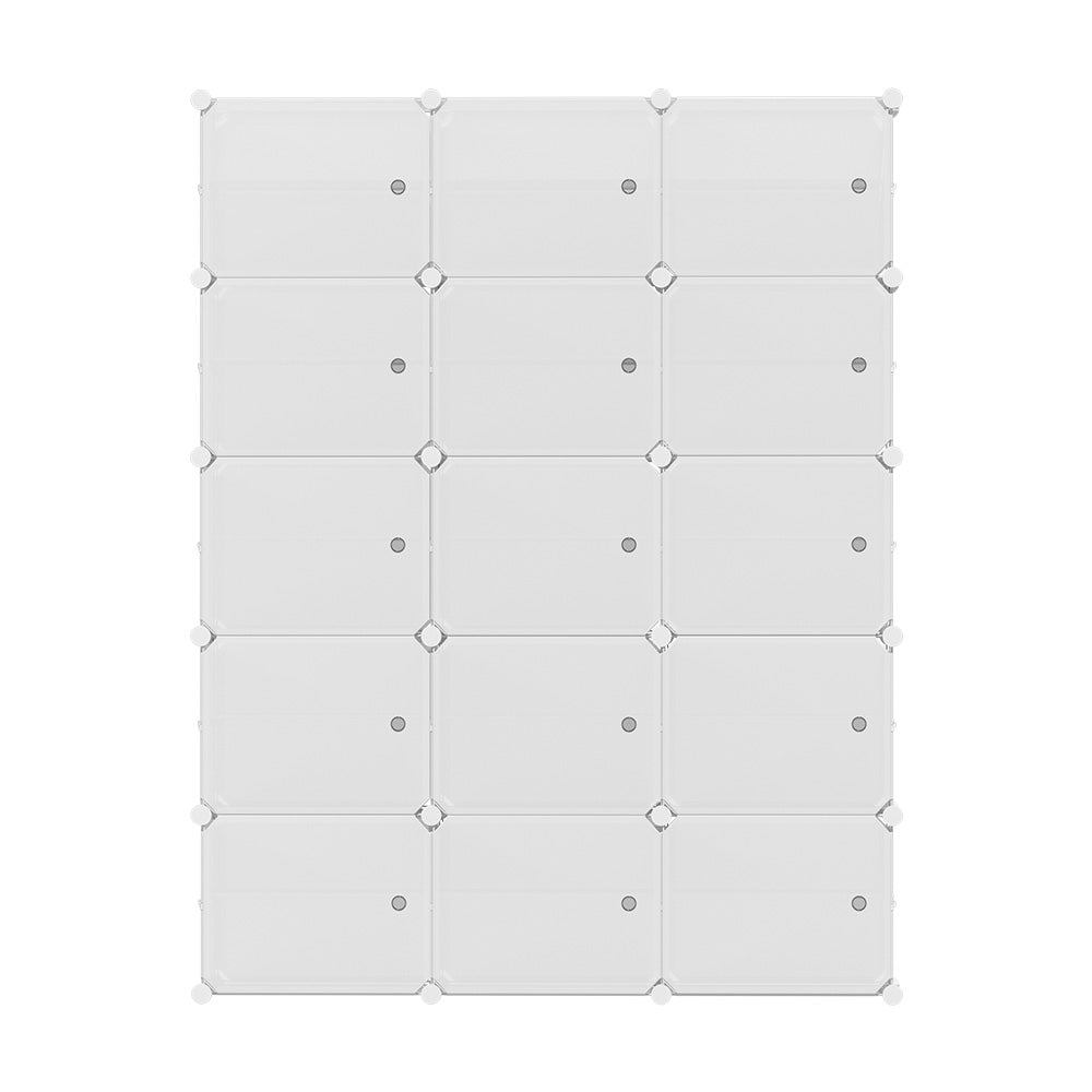 Artiss Shoe Rack Storage Cabinet DIY 15 Storage Cube Stackable White-2