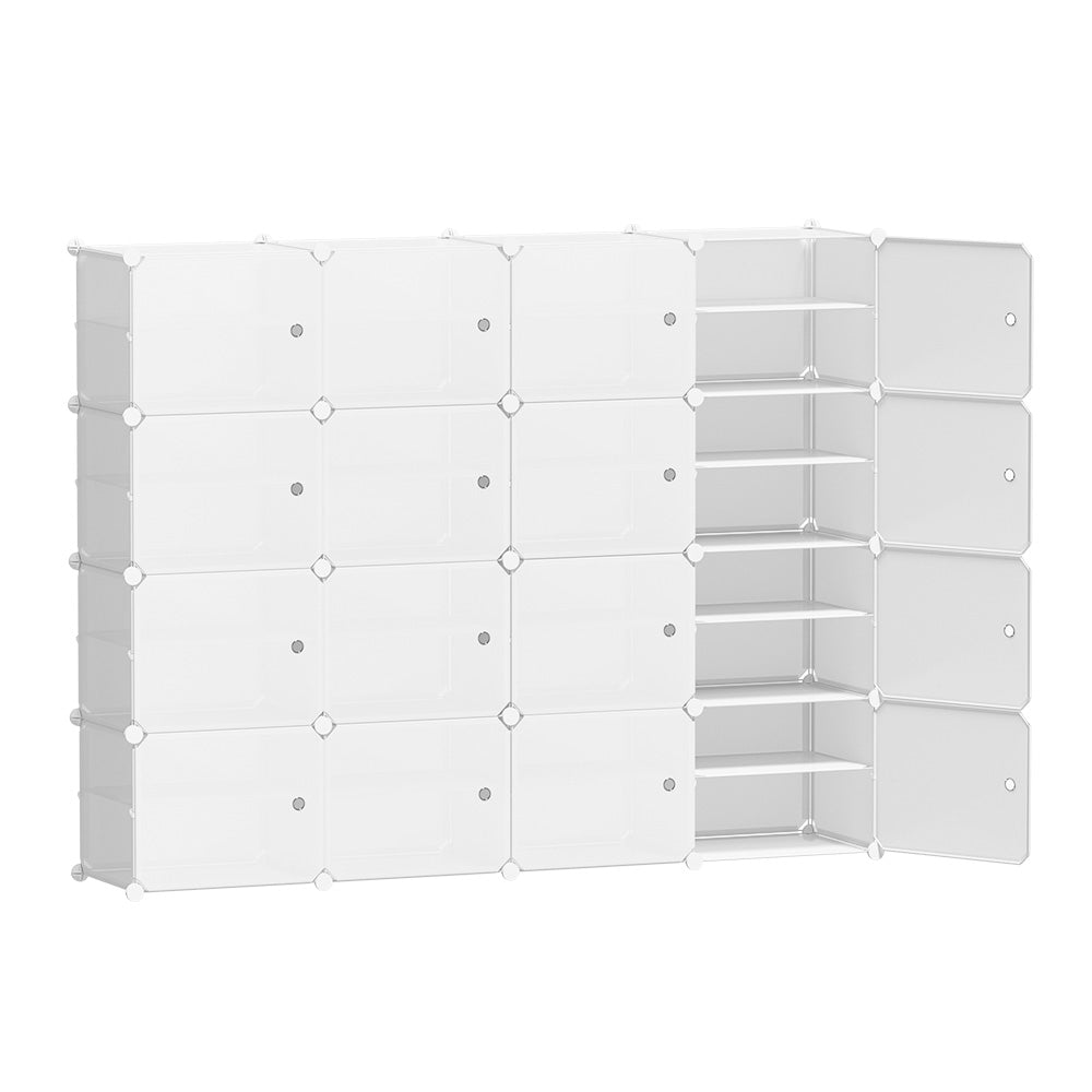 Artiss Shoe Rack DIY 16 Storage Cube Stackable White-0