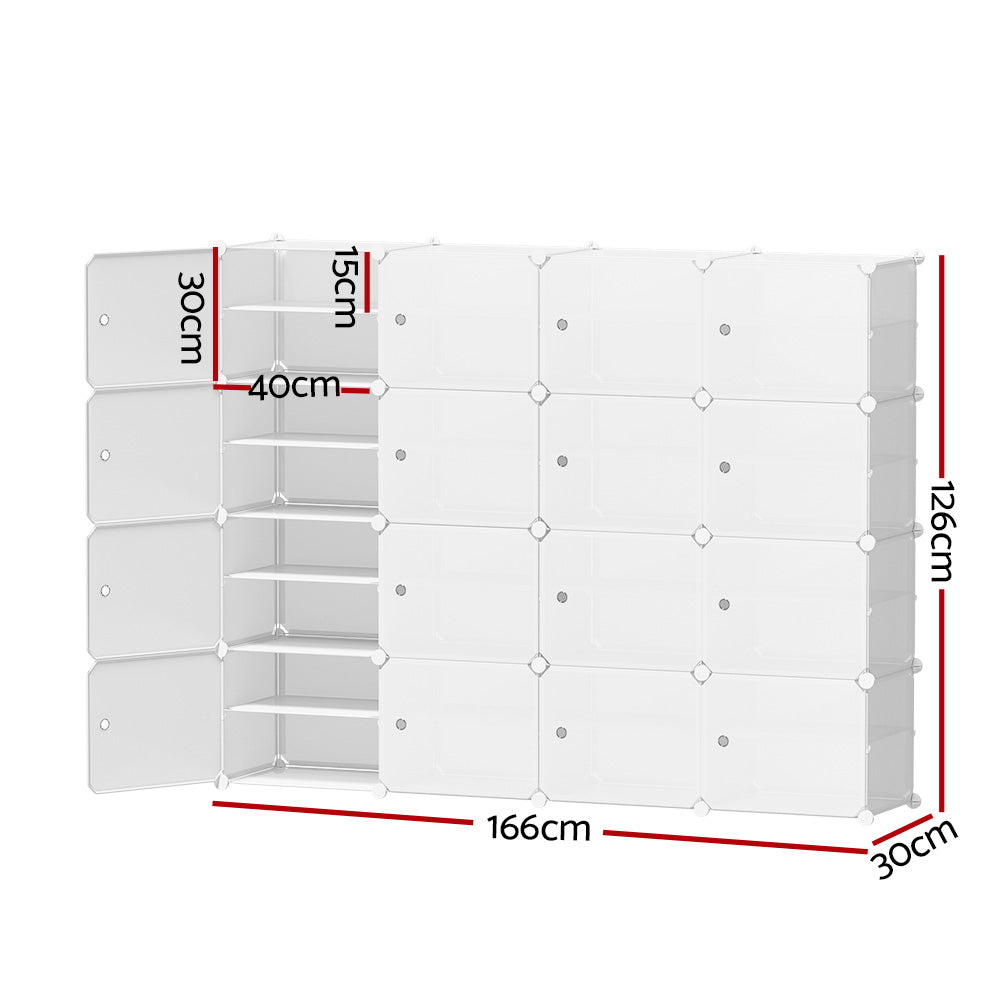 Artiss Shoe Rack DIY 16 Storage Cube Stackable White-1