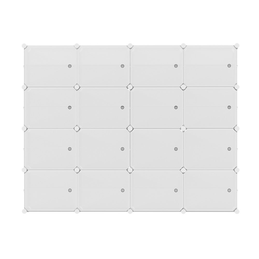 Artiss Shoe Rack DIY 16 Storage Cube Stackable White-2