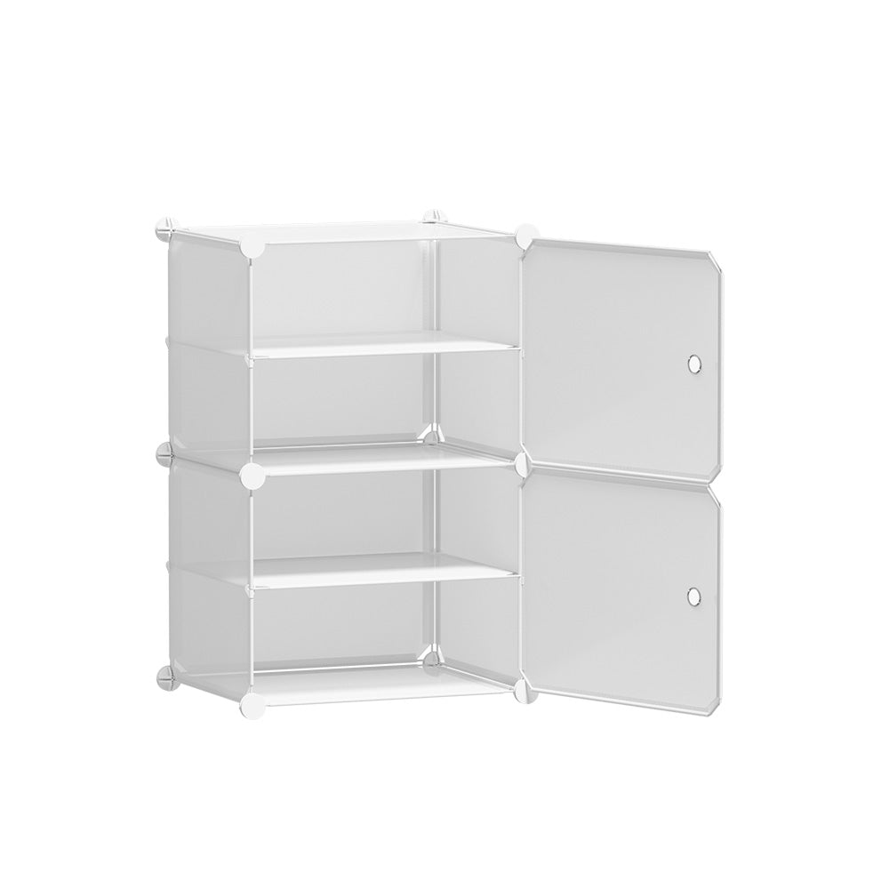 Artiss Shoe Rack DIY Set of 2 Storage Cube Stackable White-0