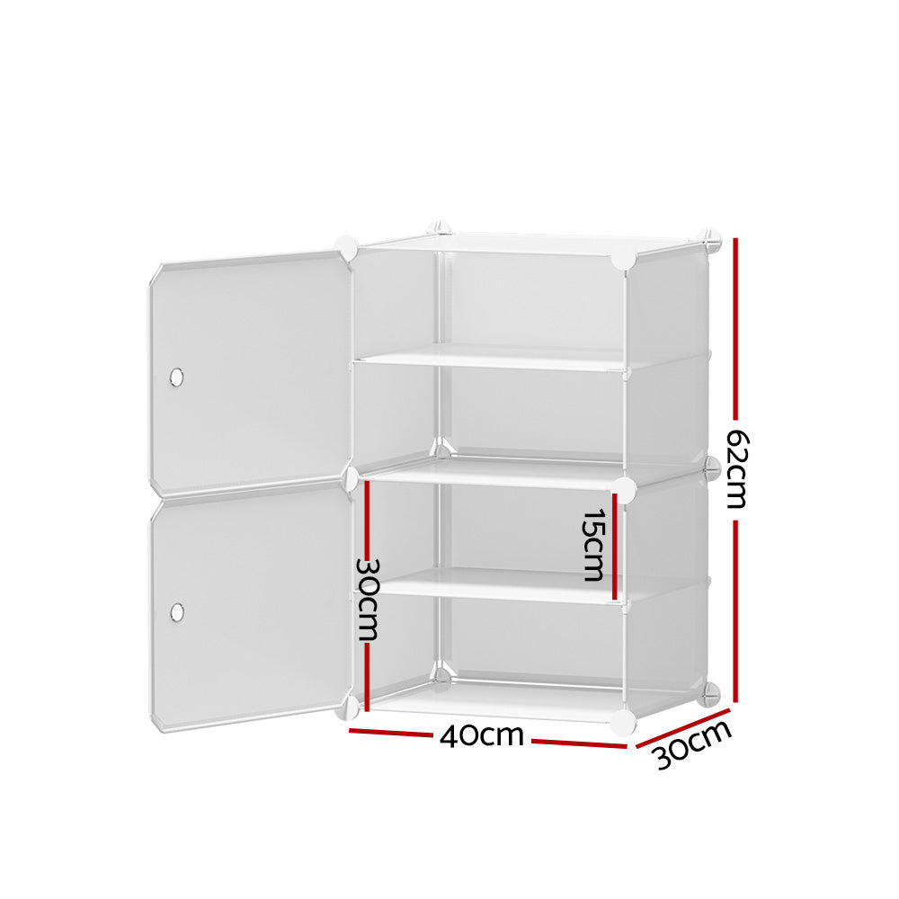 Artiss Shoe Rack DIY Set of 2 Storage Cube Stackable White-1