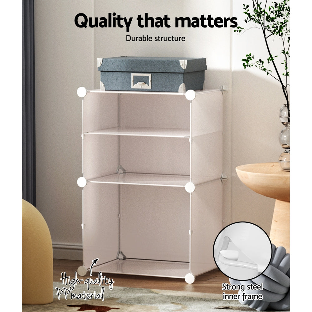 Artiss Shoe Rack DIY Set of 2 Storage Cube Stackable White-3