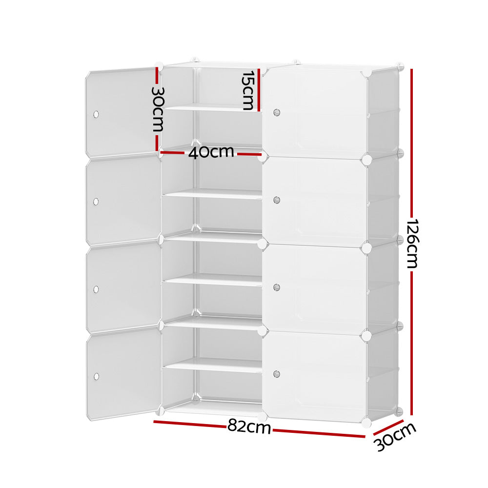 Artiss Shoe Box DIY Set of 8 Storage Cube Stackable White-1